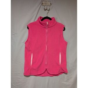 Central Park Pink Zip Fleece Vest Fall Winter Athleisure Outdoor Women's Large
